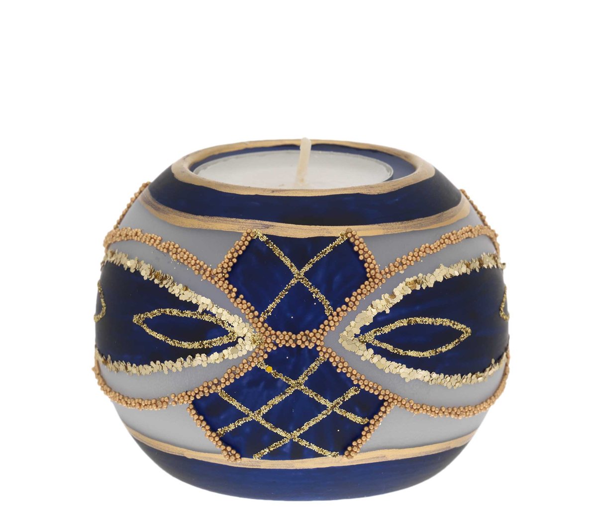 Sfera d. 80 blu con tealight mm 38